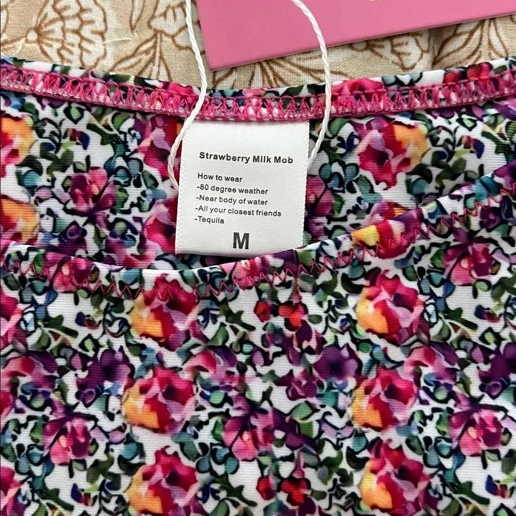 NWT Strawberry Milk Mob Primrose Bikini Set Small Top Medium Bottom Pink Size undefined - Image 11