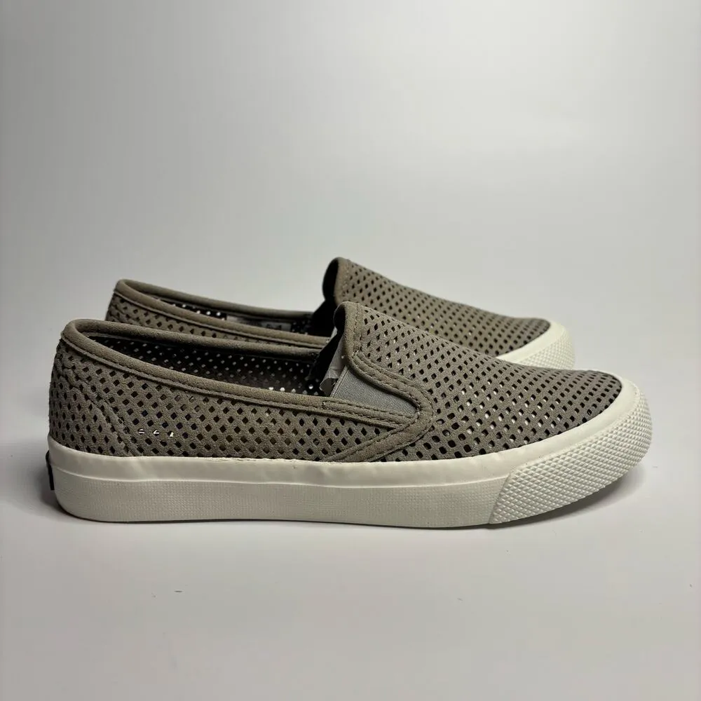 Sperry Top-Slider Seaside Slip On Sneakers in Perf Leather Grey - Image 5