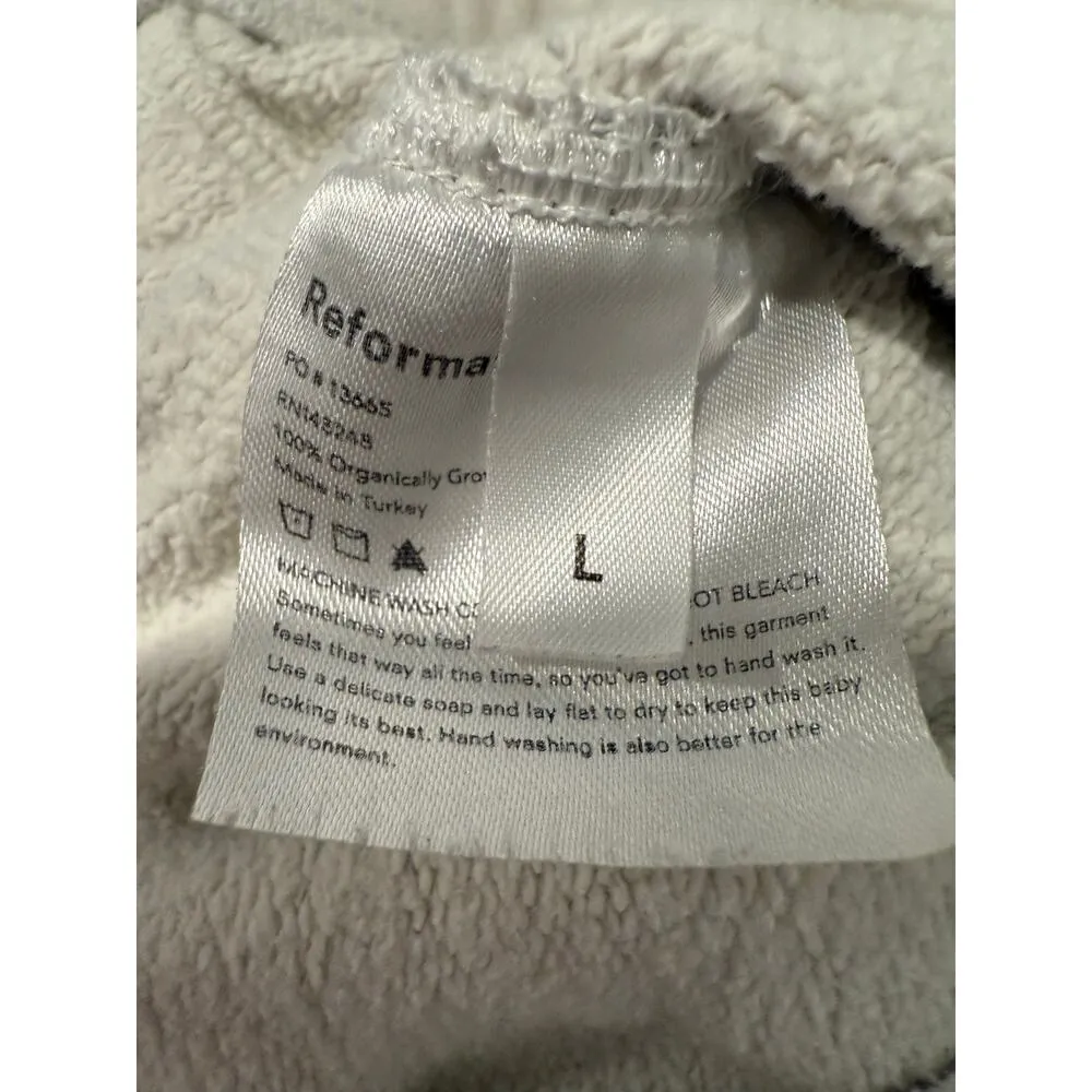 Reformation Cream Activewear Lounge Women's Organic Cotton Shorts Large - Image 3