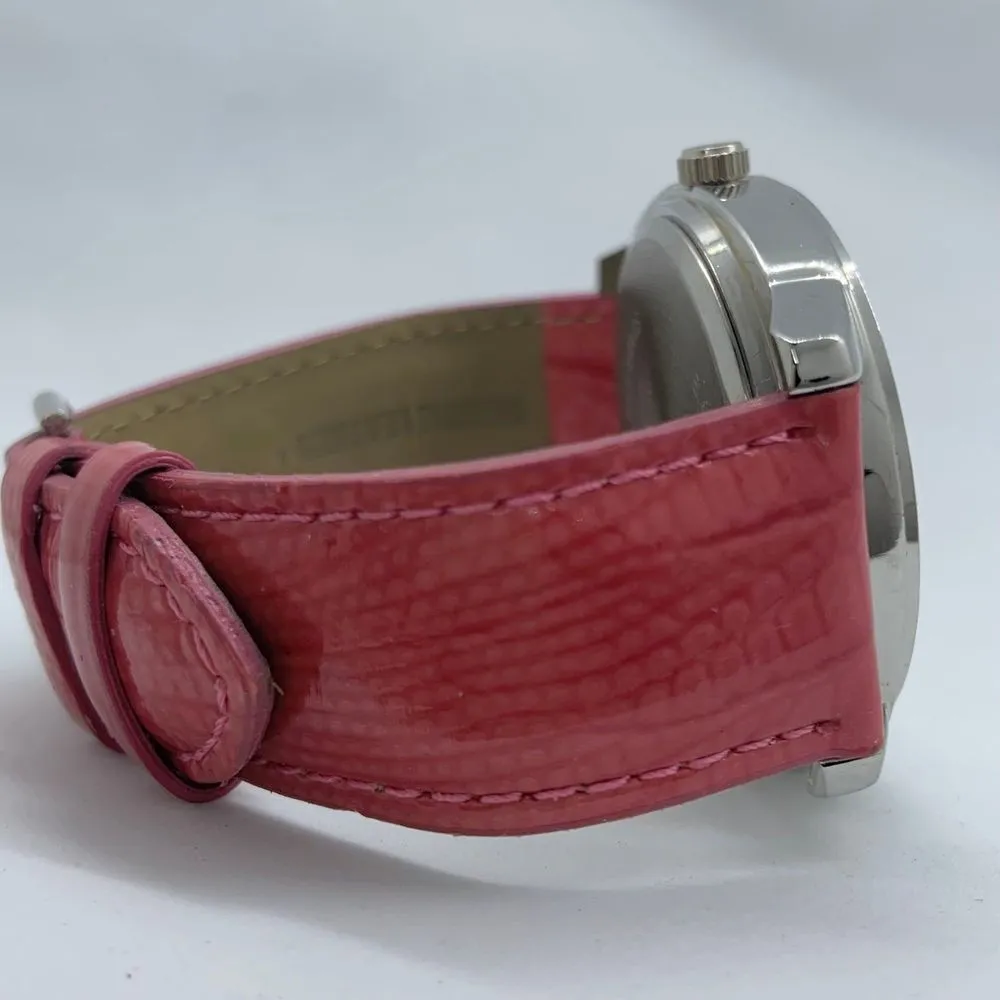 Embassy ladies Quartz Watch 42mm silver tone case dial Pink Leather w/battery - Image 5