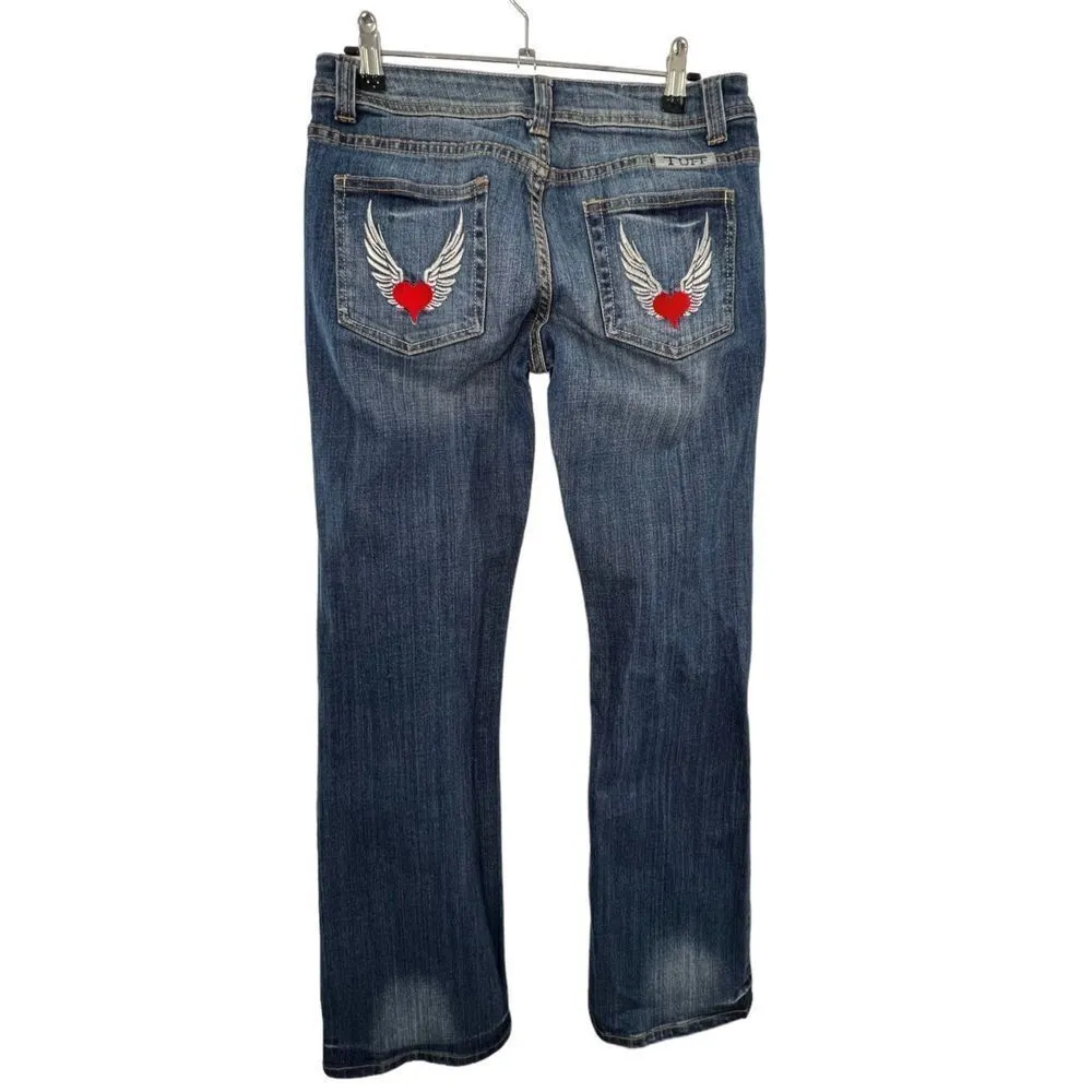 Cowgirl Tuff CO Bootcut Jeans With Embroidered Detail on Butt Blue Size 6 - Image 3