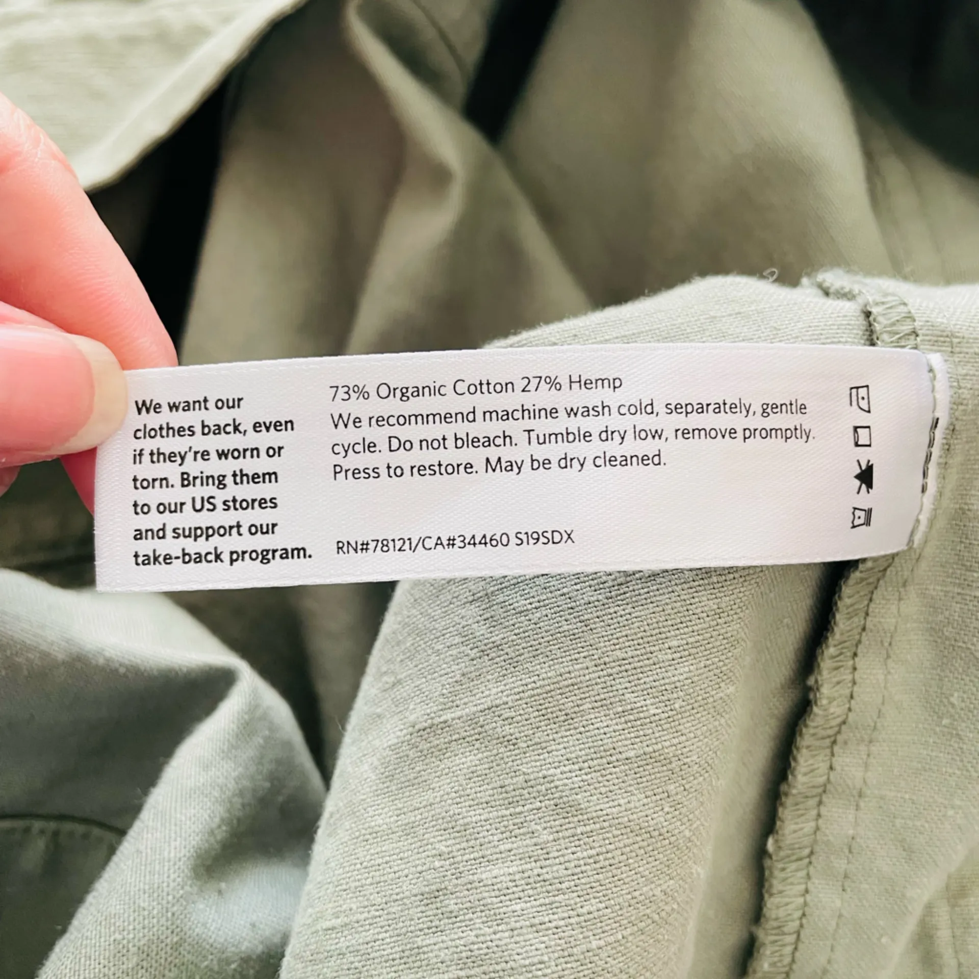 Eileen Fisher Organic Cotton Hemp Green Canvas Jacket Snap Closure Size PS - Image 9