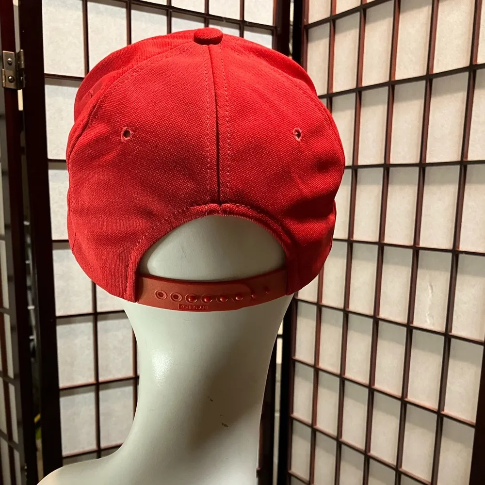 Vtg YA Brand Solid Red Blank Snapback Trucker Hat Cap - Image 5