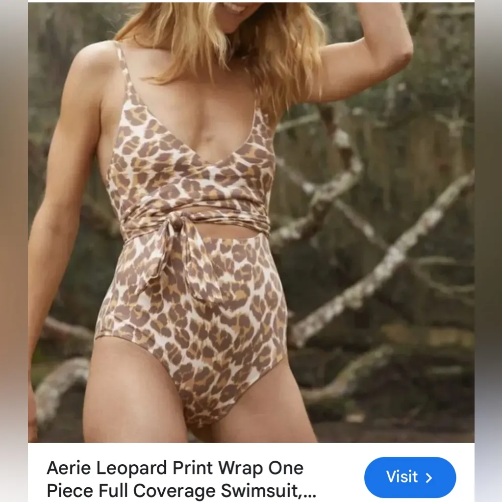 Aerie Floral Open Tie Full Coverage One Piece Swimsuit Strap /Strapless Brown XL - Image 4