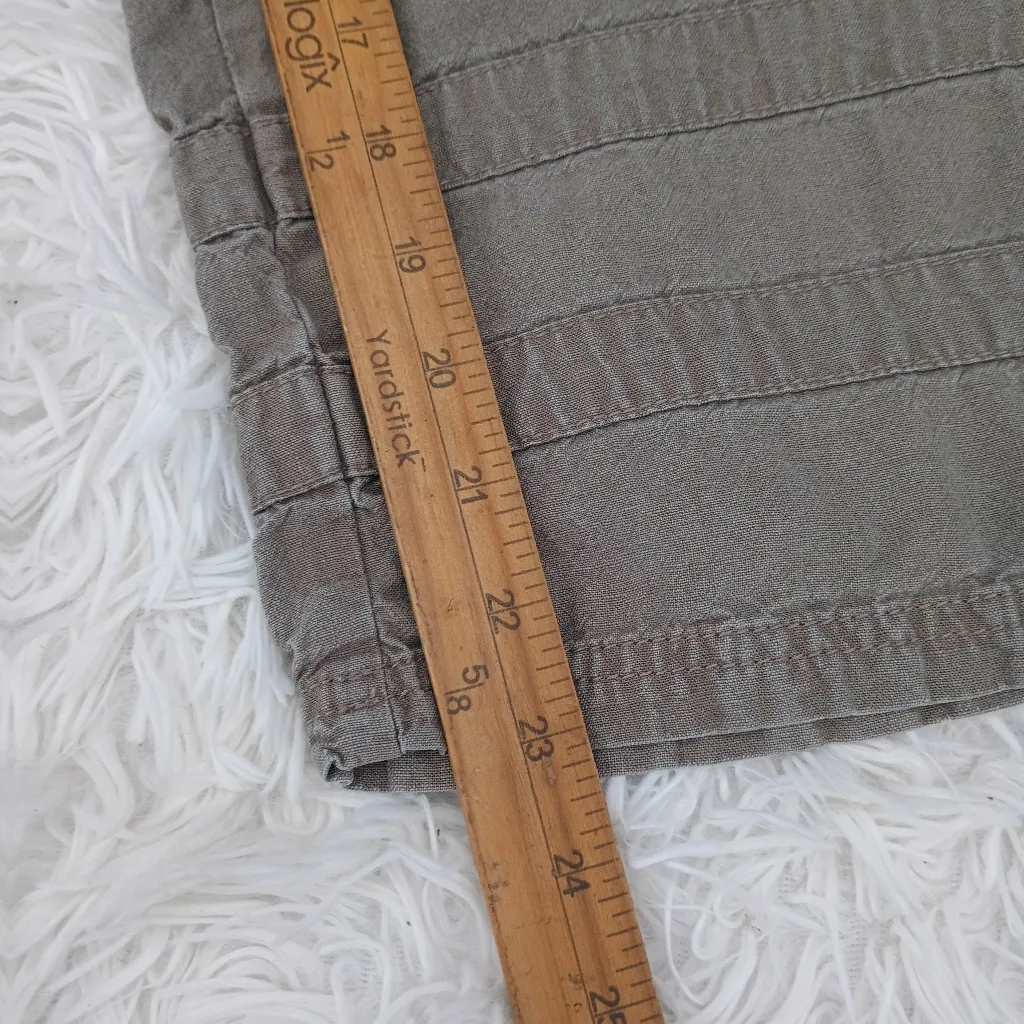 Gina B Heidemann Linen Blend Utility Pants Taupe Cropped Casual Size 8 Tan - Image 7