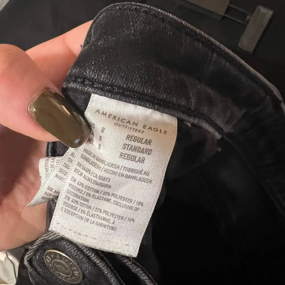 American Eagle The Dream Jean Super Hi-Rise Jegging Black Stretch Dark Wash Sz 8 - Image 10