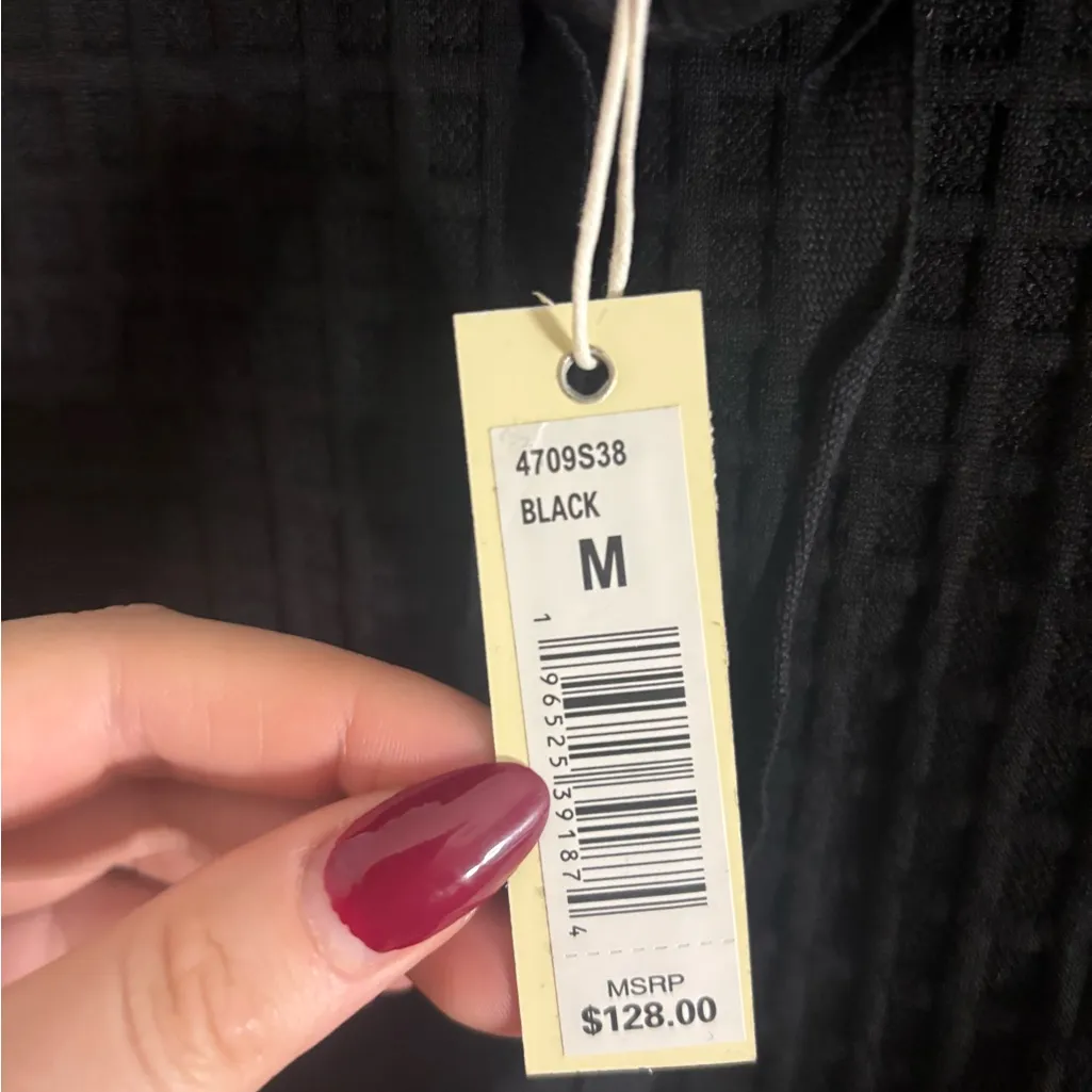 Max Studio waffle Black Cowl Neck Sweater size m NWT - Image 4