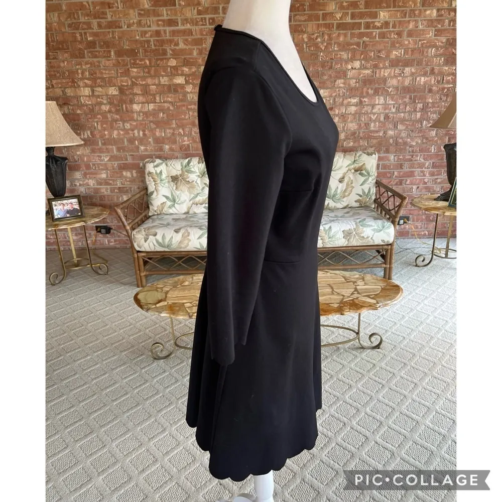 Lola Grace Dress Skater Knit Scalloped Skater Black Long Sleeve M Fit and Flare Size M - Image 11