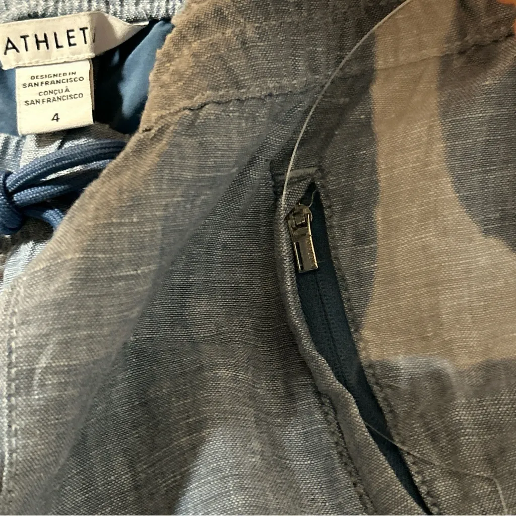 Athleta Pant Women Size 4 Blue Linen Lounge Vacation Travel Coastal Beach Resort - Image 8