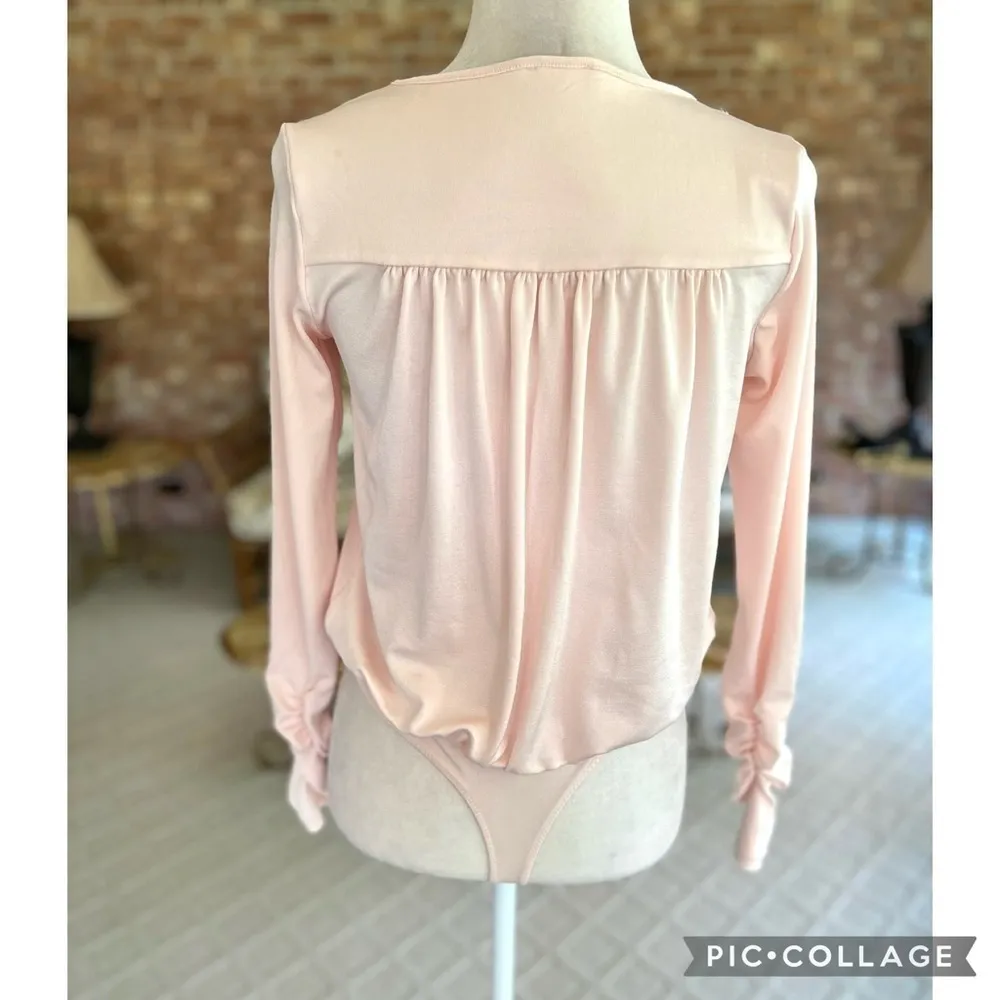 Free People Intimately Kaya Bodysuit Ruched Sleeve Keyhole Pink XS Stretch Knit - Image 9
