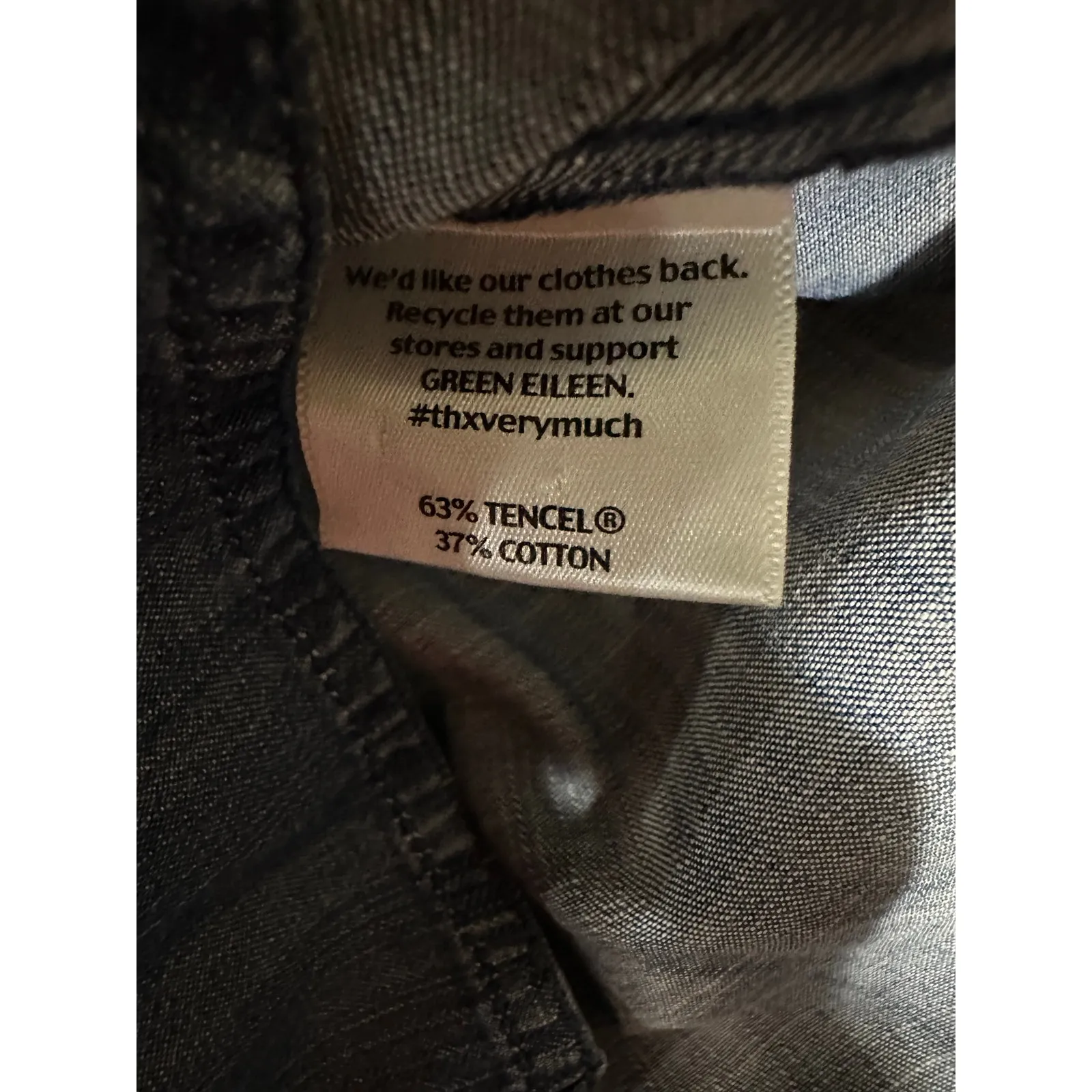 Eileen Fisher Denim Button Down Women PM Petite Medium Minimalist Western Aztec - Image 7