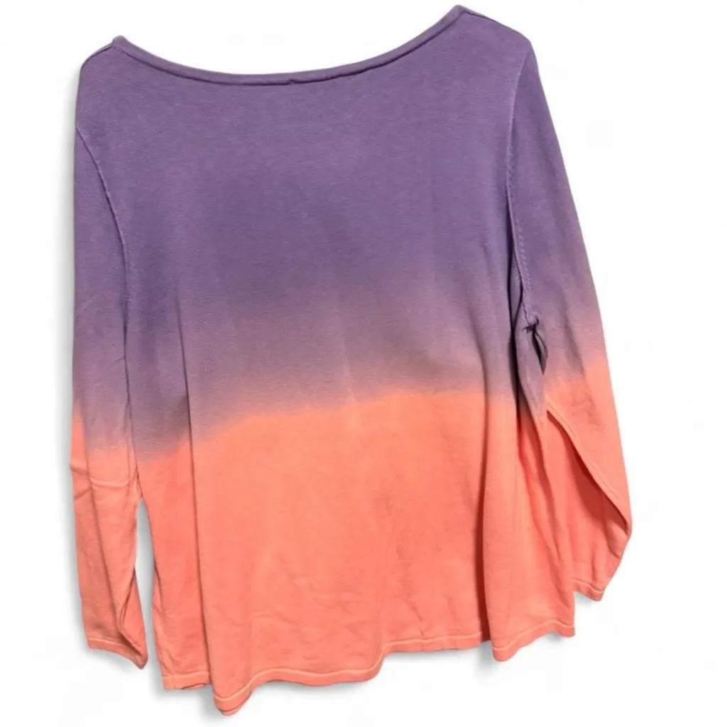Belle Beach by Kim Gravel dip dye sweater in Purple and Pink/Peach Colorway Size 3X - Image 3