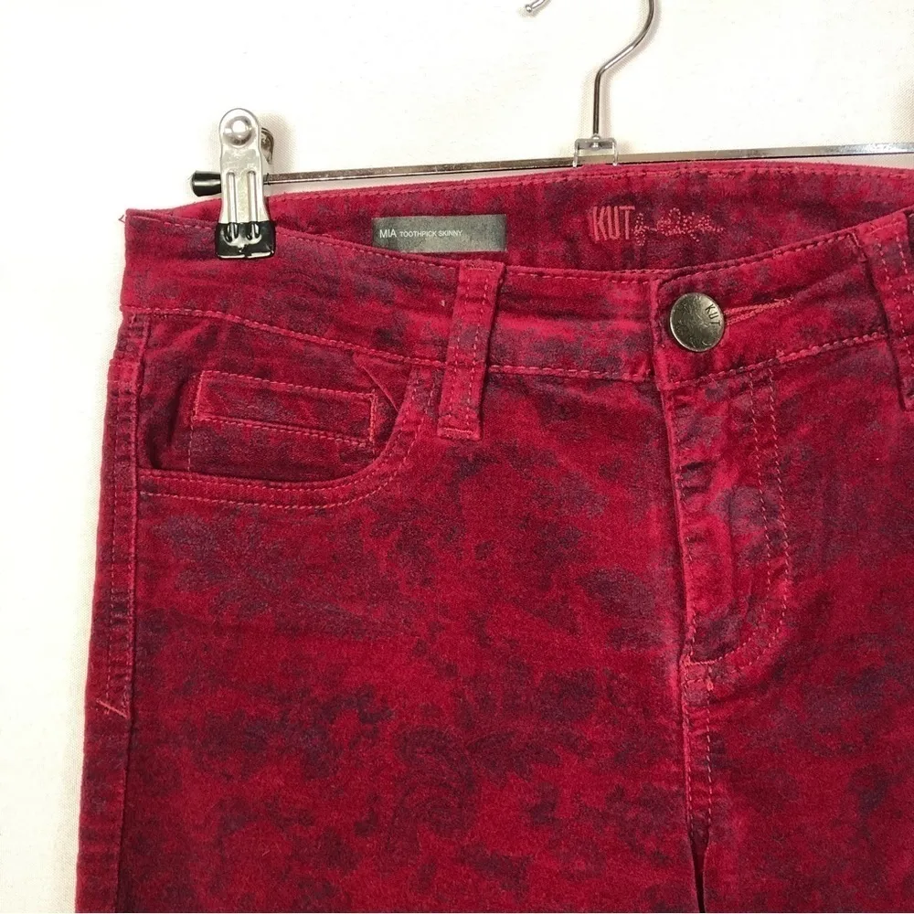 Kut from the Kloth Mia Toothpick Skinny Red Velvet Skinny Jeans 6 - Image 3