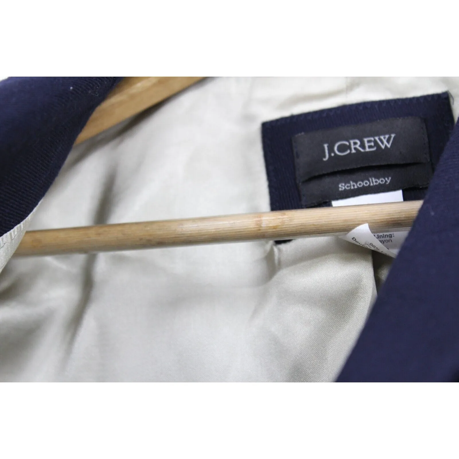 J Crew Blazer Schoolboy Wool‎ Navy Blue Long Sleeve Two Button Jacket Size 2 - Image 2