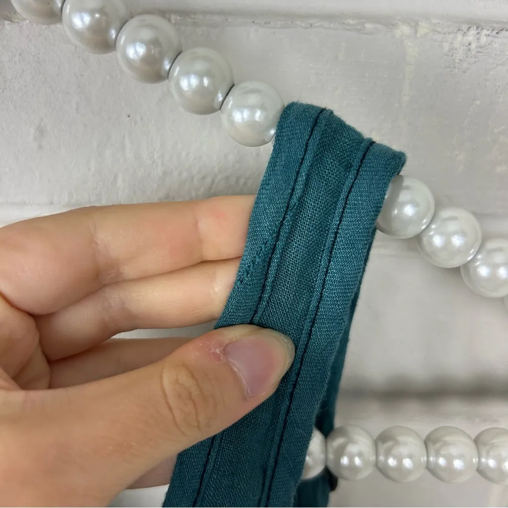 Cynthia Ashby Teal Oversized Baggy Linen Overalls Size M Blue Size M - Image 9