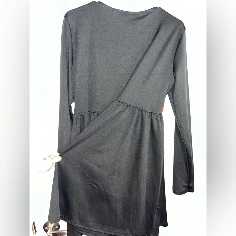 Unbranded Boutique Plaid Vested Wooden Buttoned Fit and Flare Black A Line Dress Size XL - Image 6