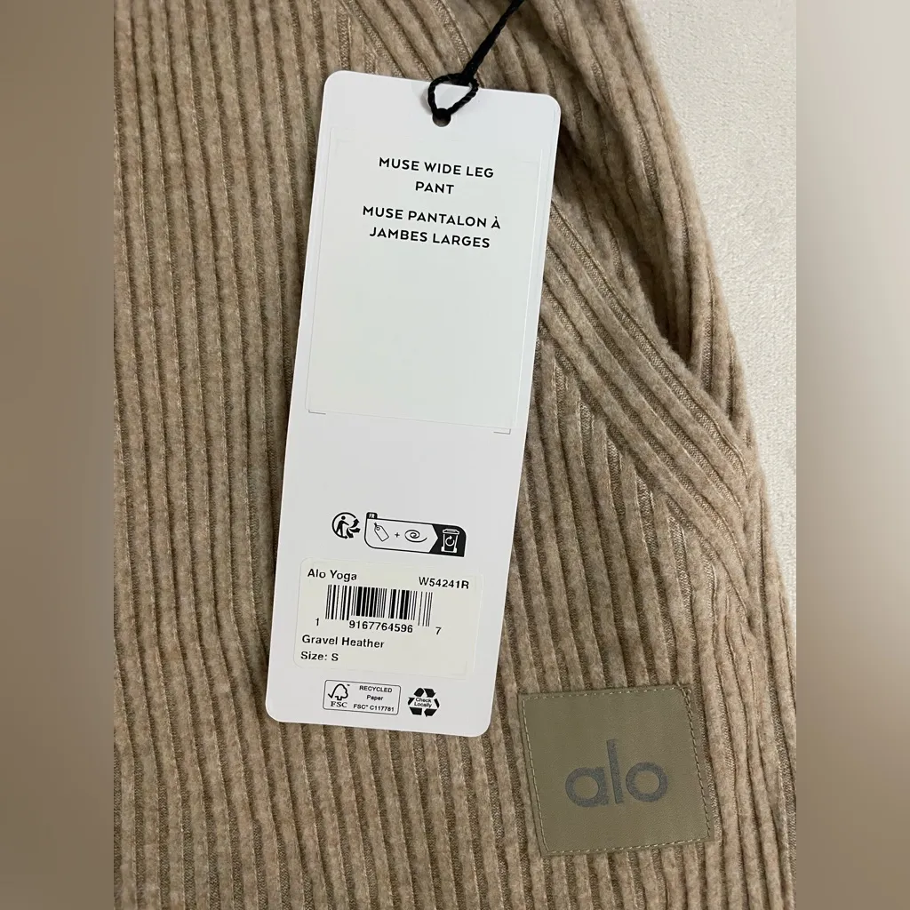 Alo Yoga NWT Muse Wide Leg Pants With Pockets Gravel Heather Color Size S - Image 12