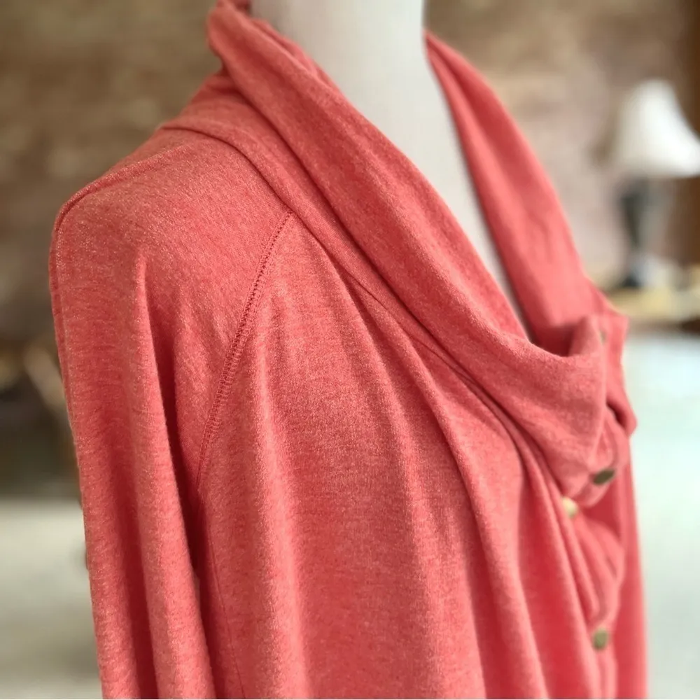 Lucky Lotus Peach Orange Knit Cardigan Jacket L Size L - Image 14