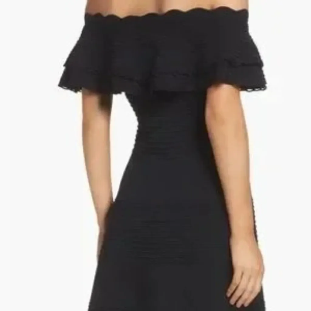 Eliza J Black black off the shoulder dress Womens Size L Ruffles A line Midi - Image 5
