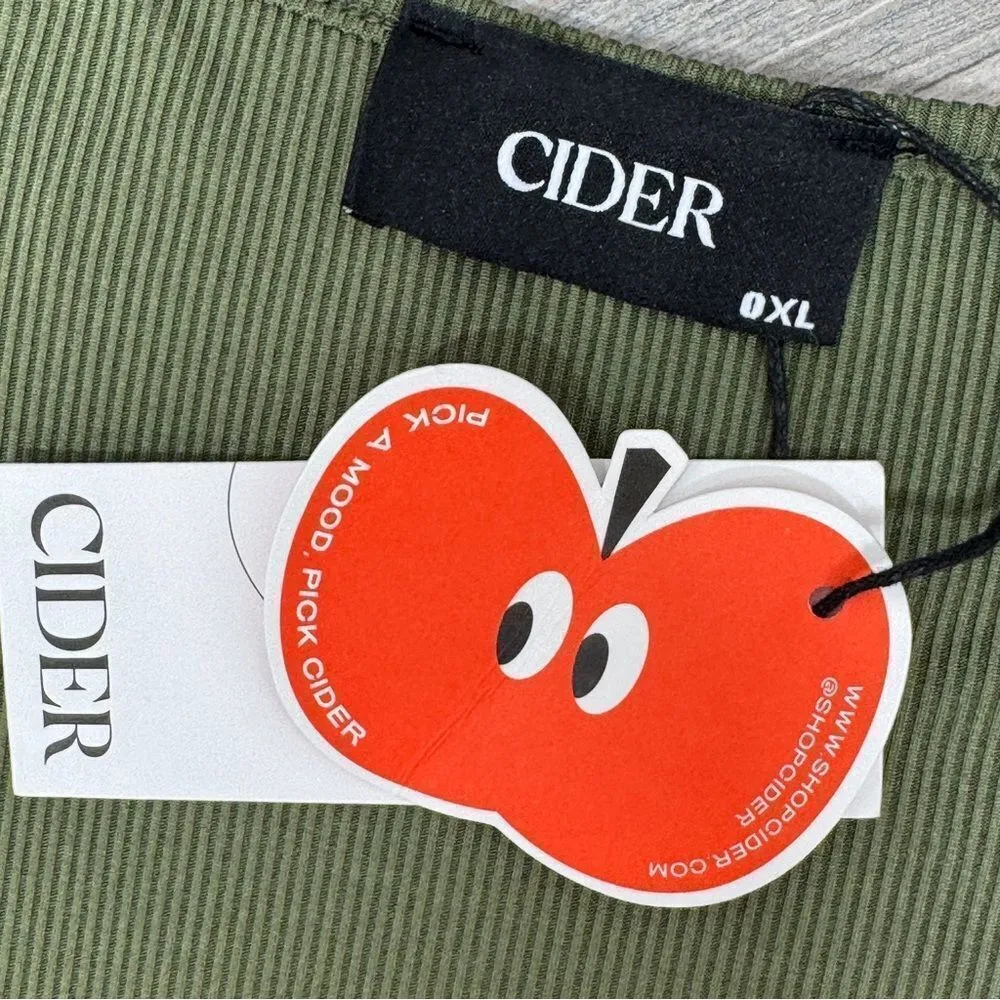 Cider Jumpsuit Square Scoop Neck Wide Leg Short Sleeve Olive Green‎ 0XL 12 14 - Image 11