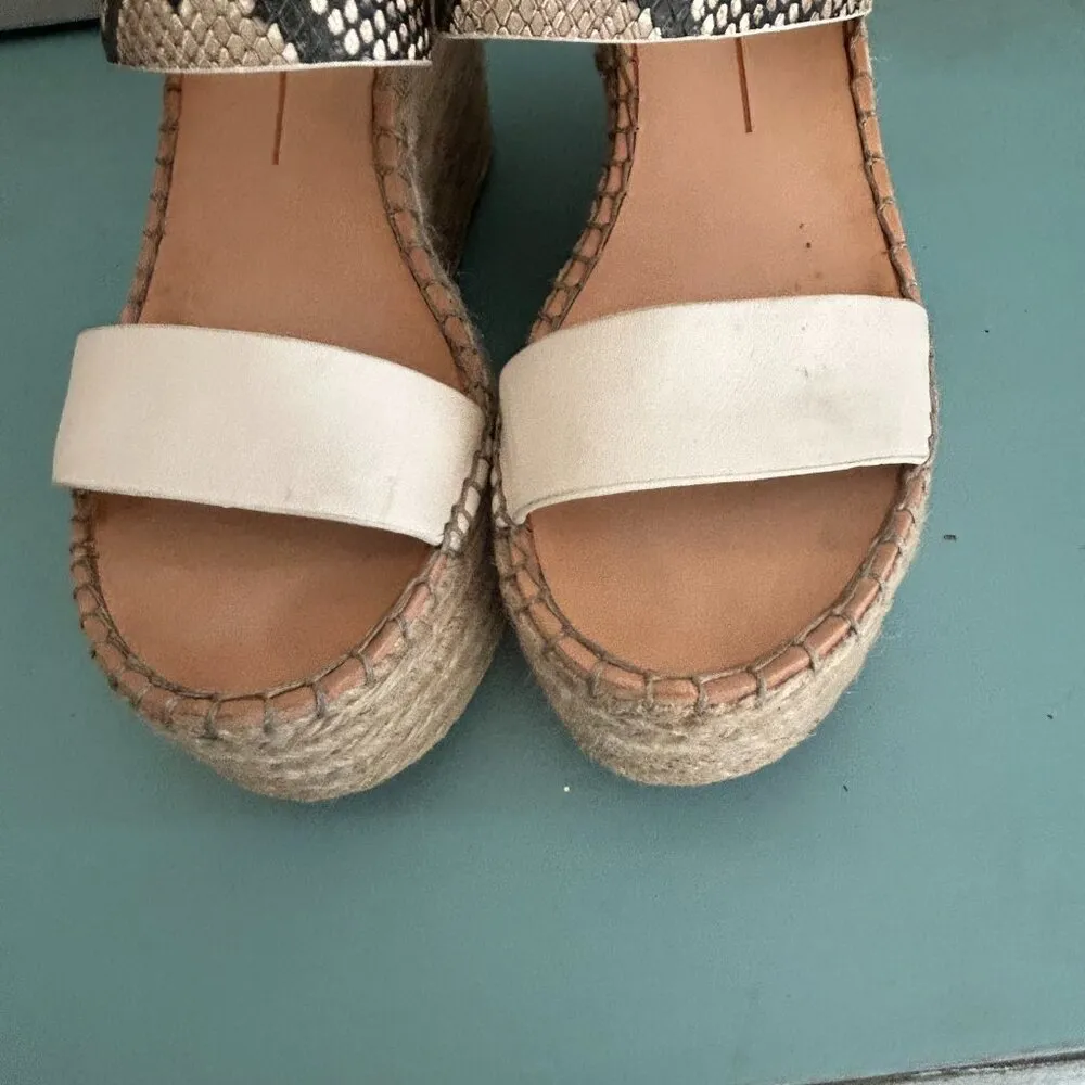 Dolce Vita Spiro Espradrille Wedge Sandal Size 8 Snakeskin Sandal 100% Leather Tan - Image 9