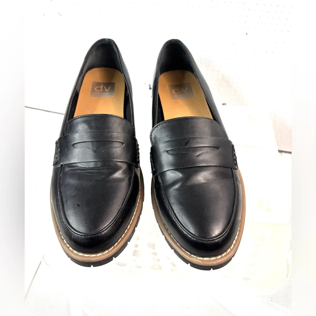 Dolce Vita 9.5 CATALINA Leather Lug Sole Penny Loafers Shoes in Black - Image 9