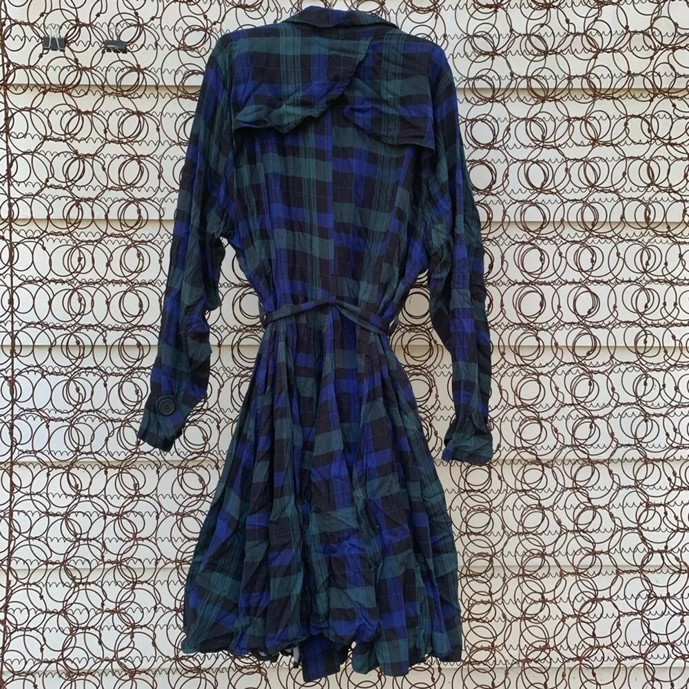 Torrid blue green plaid fit & flare trench coat 2X - Image 6
