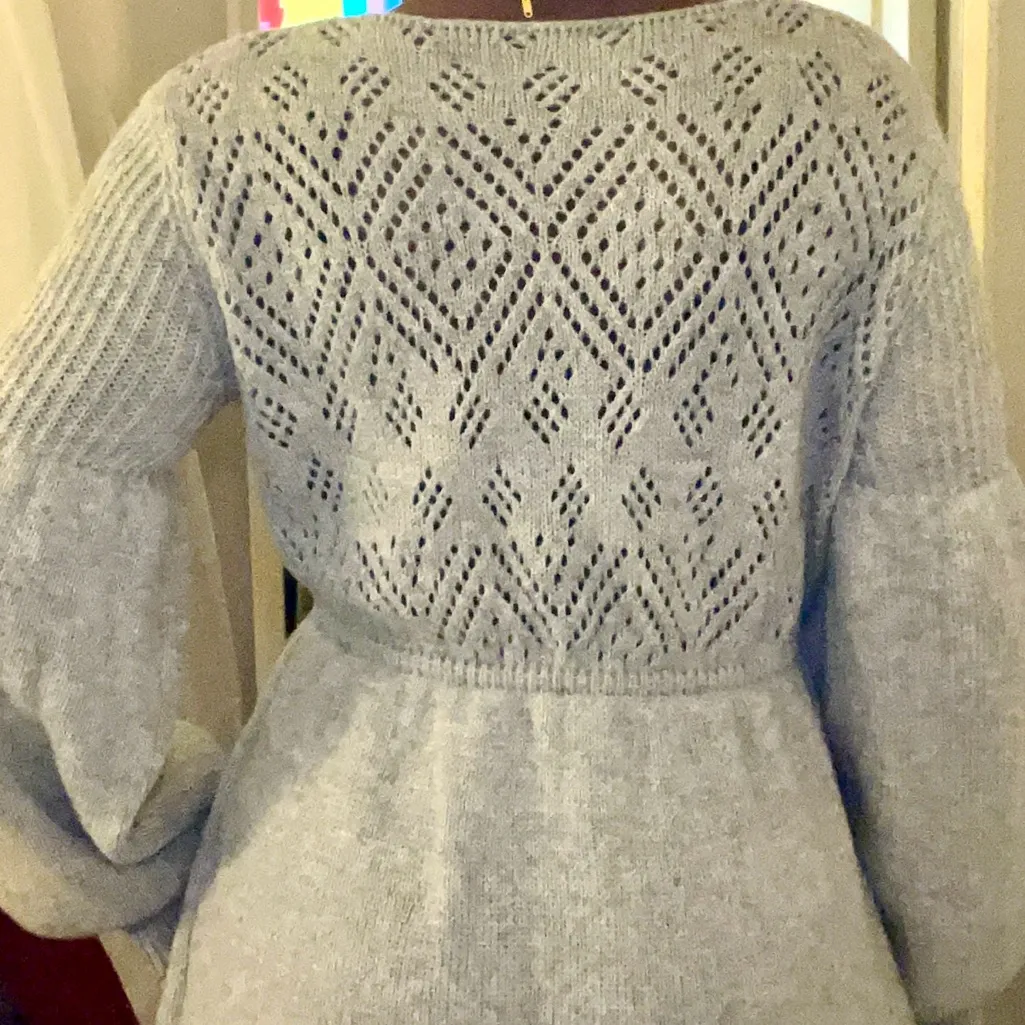 Elegant Gray Women's Sweater Dress Size M - Image 3