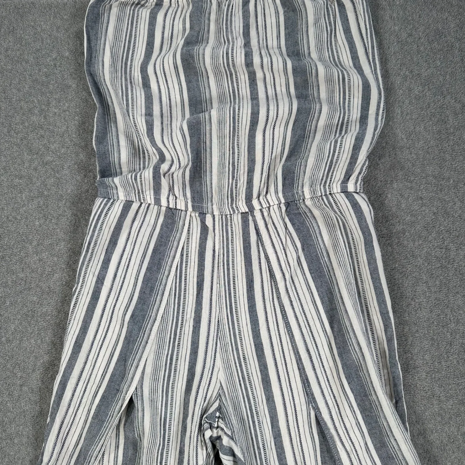 Anthropologie DREW Emerson Strapless Jumpsuit Size Small Linen Blend Striped - Image 2