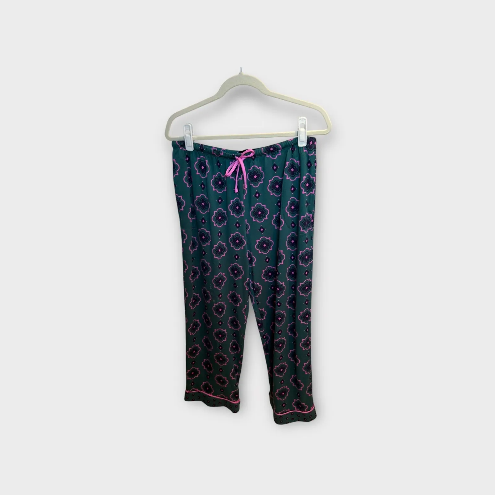 Room Service Womens Pajama Set L Green Pink Floral Loungewear Sleepwear Size L - Image 5