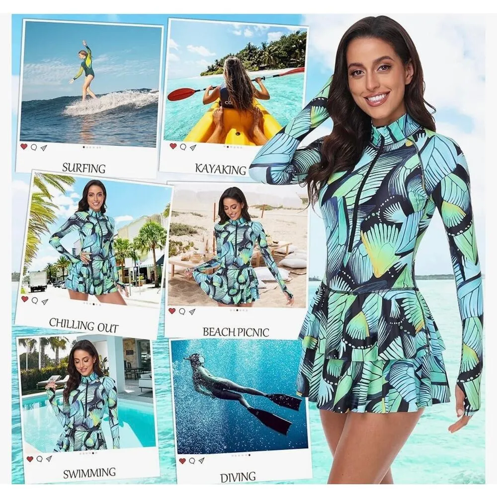 UNIQUEBELLA Rash Guard for Women,
1 Piece Modest Swimsuits for Women size M Size M - Image 10