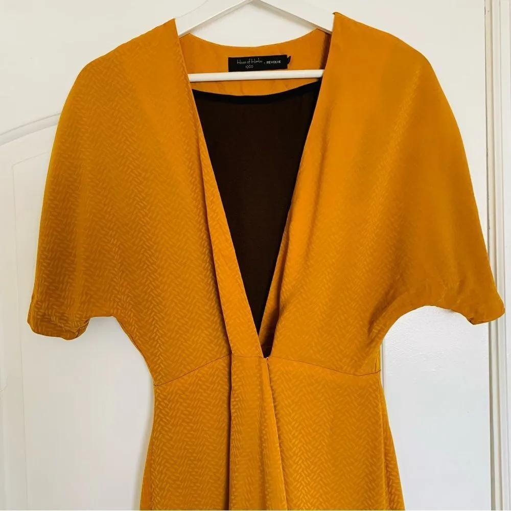 NWOT House of Harlow 1960 x REVOLVE Romina Midi Wrap Dress | S | Golden Mustard Gold - Image 3
