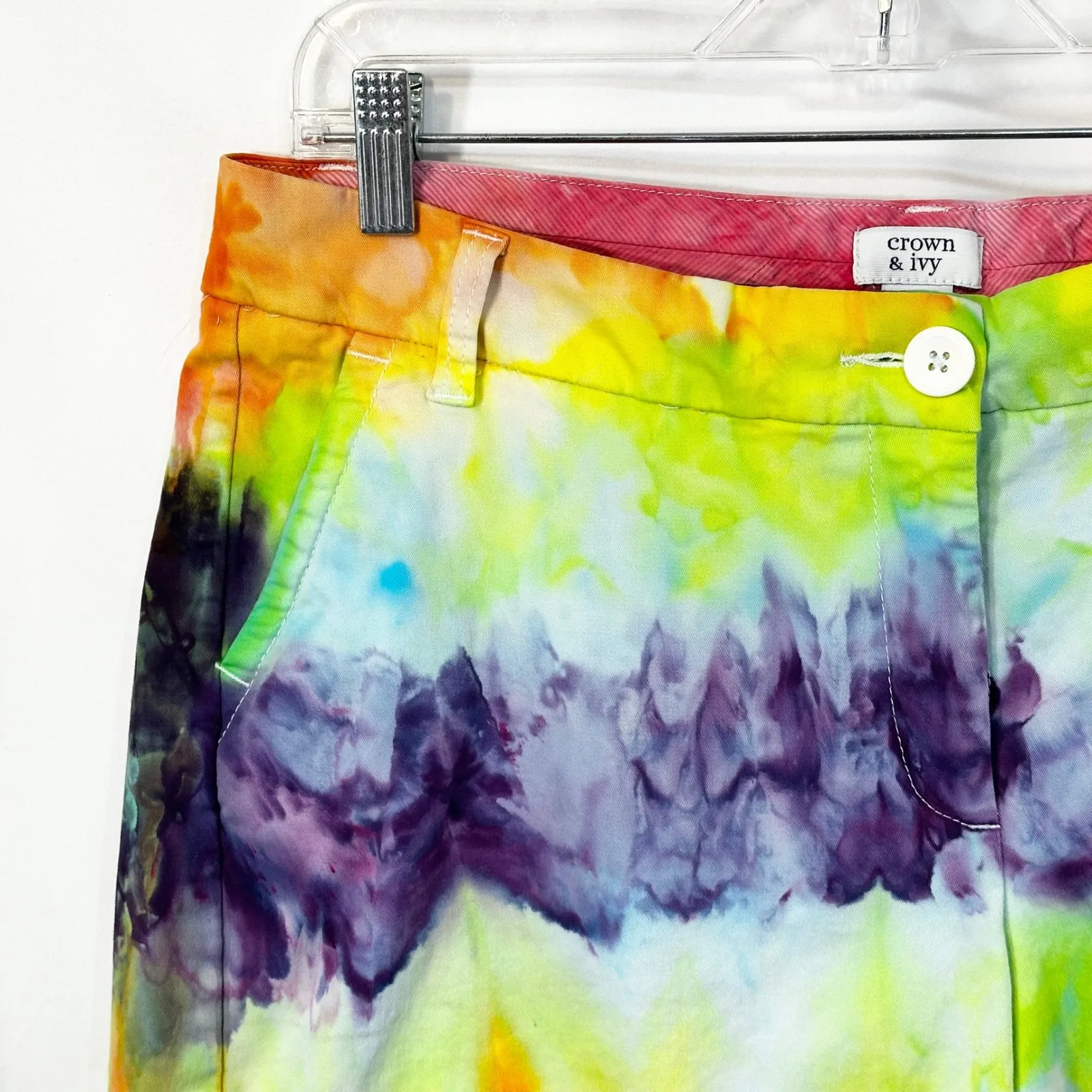 Crown & Ivy Size‎ 12 Shorts Handmade Tie Dye Caroline 7 Inch Mid Rise Pride 609 - Image 3
