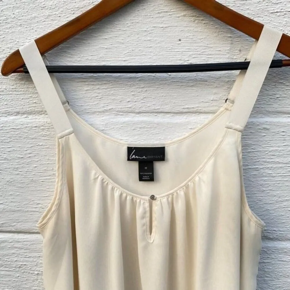 Tank Top Size 18 Keyhole Chest Chiffon Beige Top 1X - Image 2