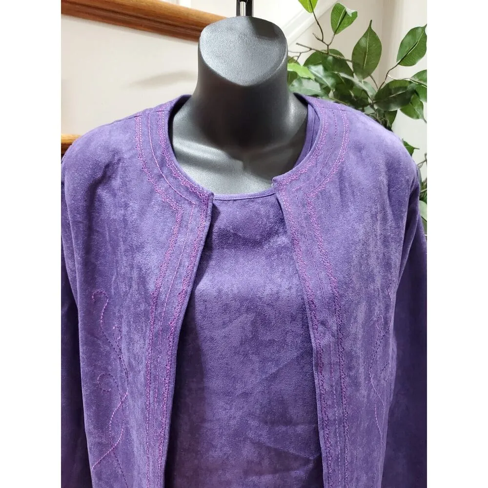 Maggie Sweet Women Purple Polyester Open Front Jacket, Top & Pant 3 Pc's Suit PM Size undefined - Image 3