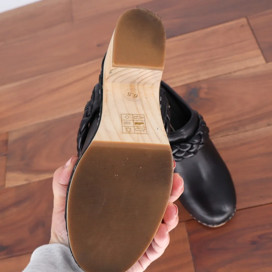 Dolce Vita Hila Leather Clog Mules Black Braided Chunky Heel Size 6.5 - Image 8