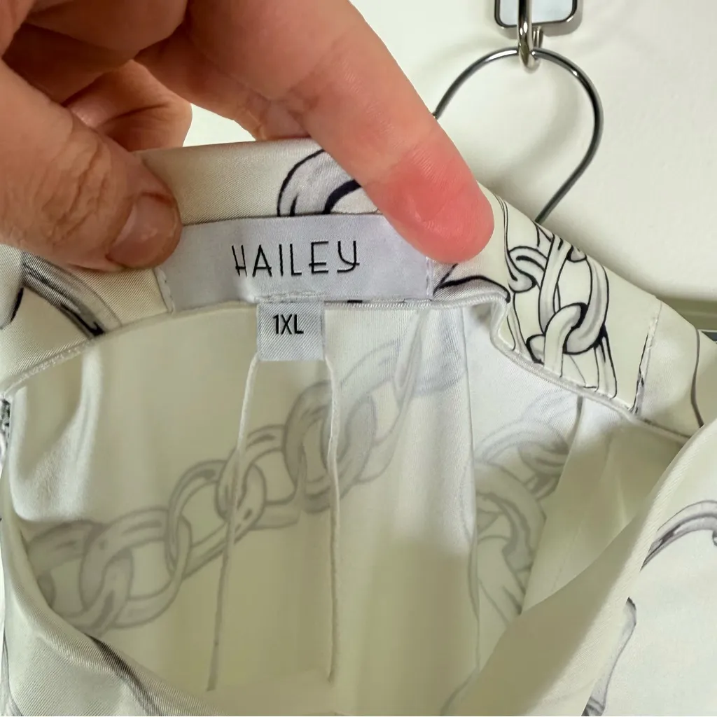 Hailey Chain Printed Satin Slip Skirt Size 1X - Image 7