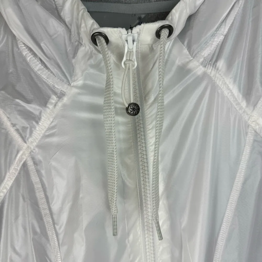 Athleta White Lined Windbreaker Jacket Sz 1X Full Zip Athletic Pockets Hooded - Image 6