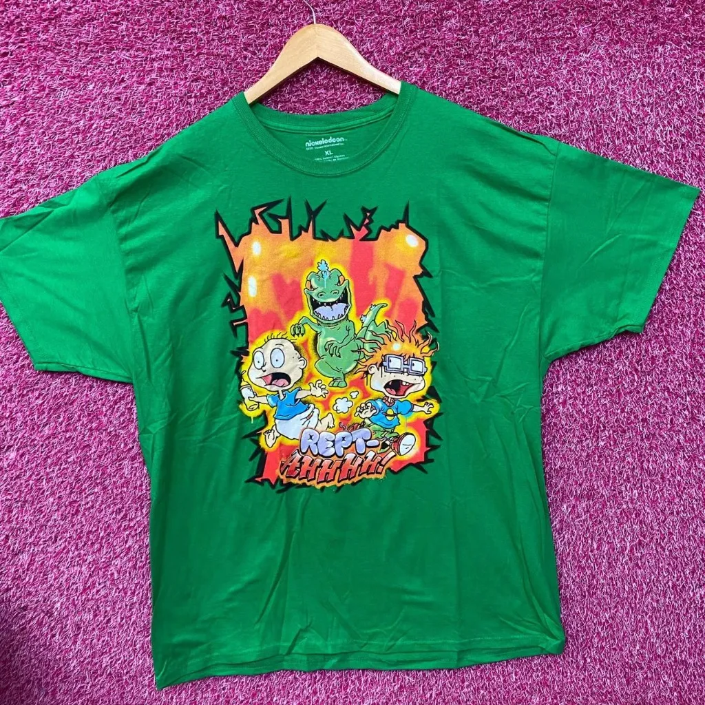 Nickelodeon Rugrats Reptar Rept-Aah! Tommy & Chucky Green T-Shirt XL - Image 3