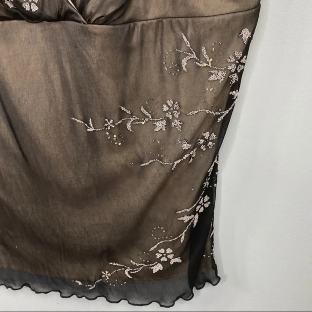 Studio 1940 NEW Black Floral Beaded Sleeveless Camisole Tank Top Size 26/28 - Image 4