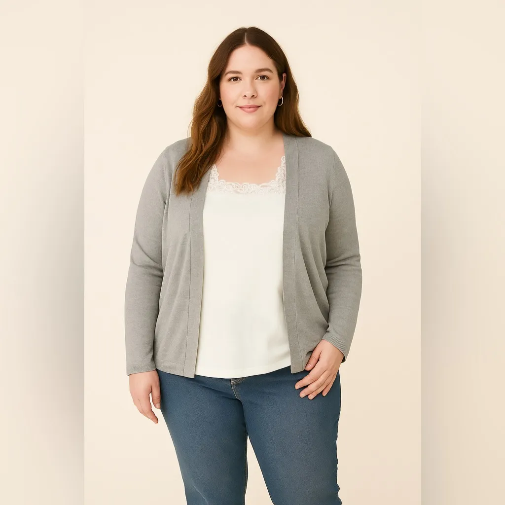 Coldwater Creek Women’s 2X (20-22) Cream Square Neck Lace Stretchy Tank - Image 2