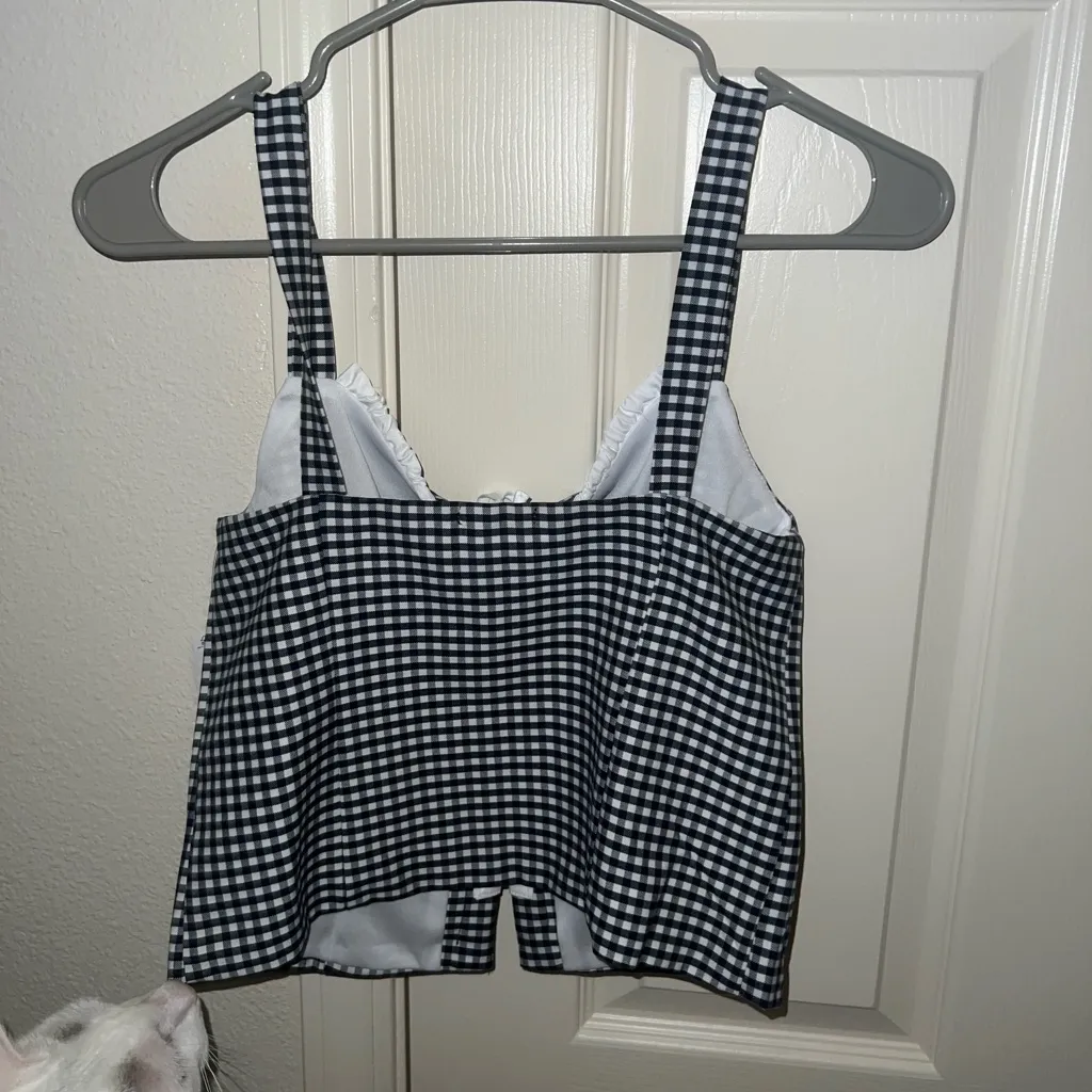 Ardene black and white gingham corset top - Image 2