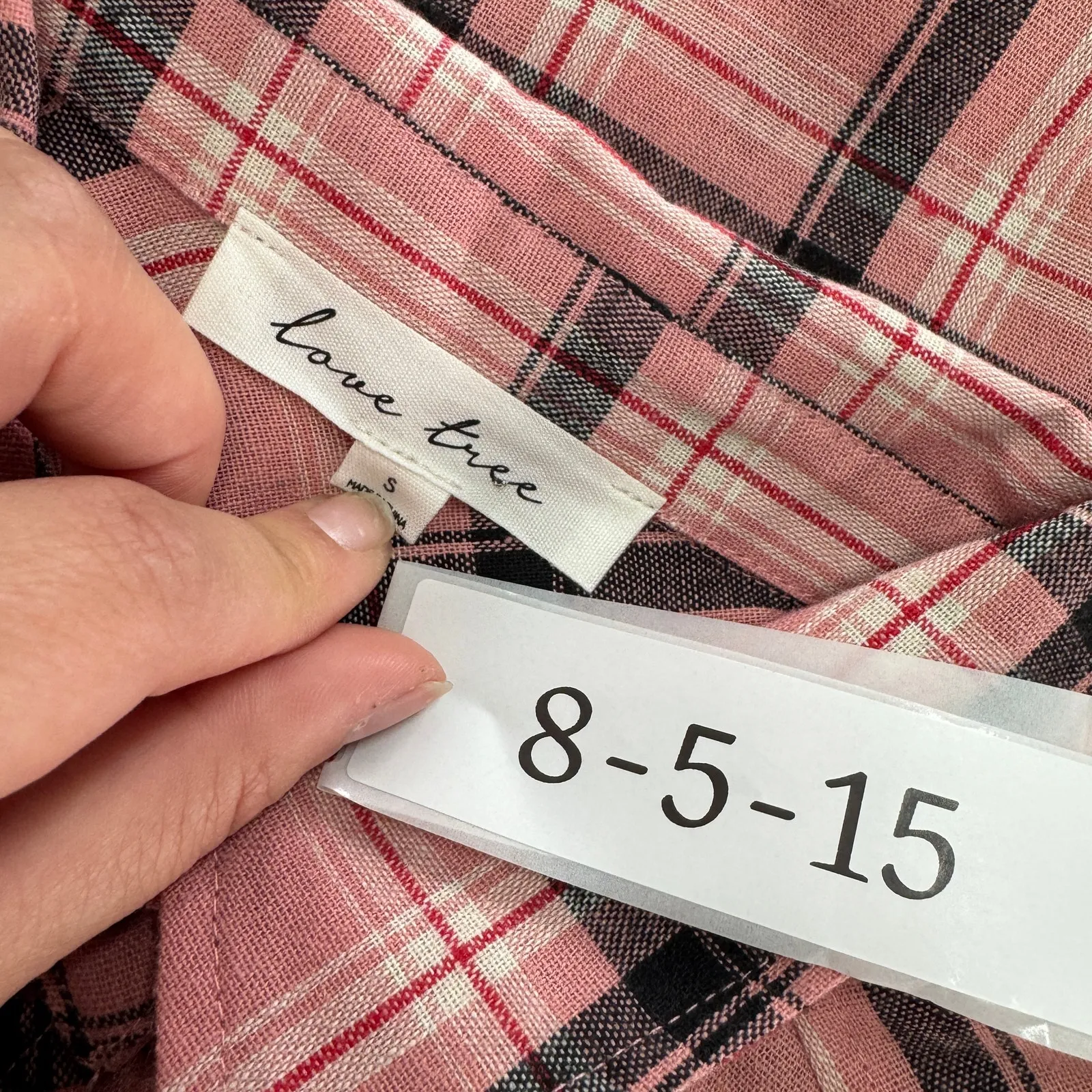 Love Tree‎ Top Womens Small Pink Plaid Flannel Button Down Western - Image 3