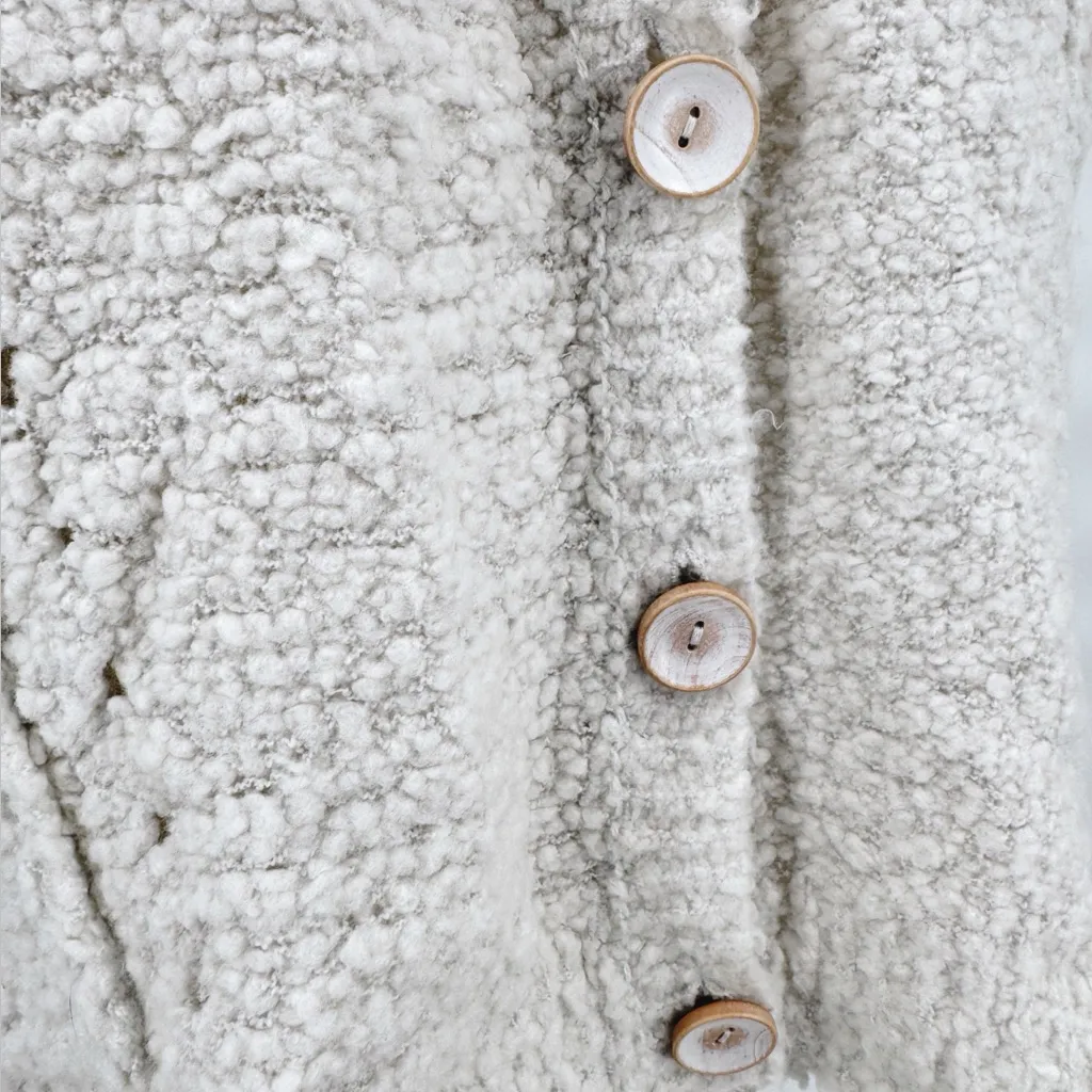 Free People Chunky Knit Oversized Cardigan Sweater Small Cream Cozy Wool Blend S - Image 3