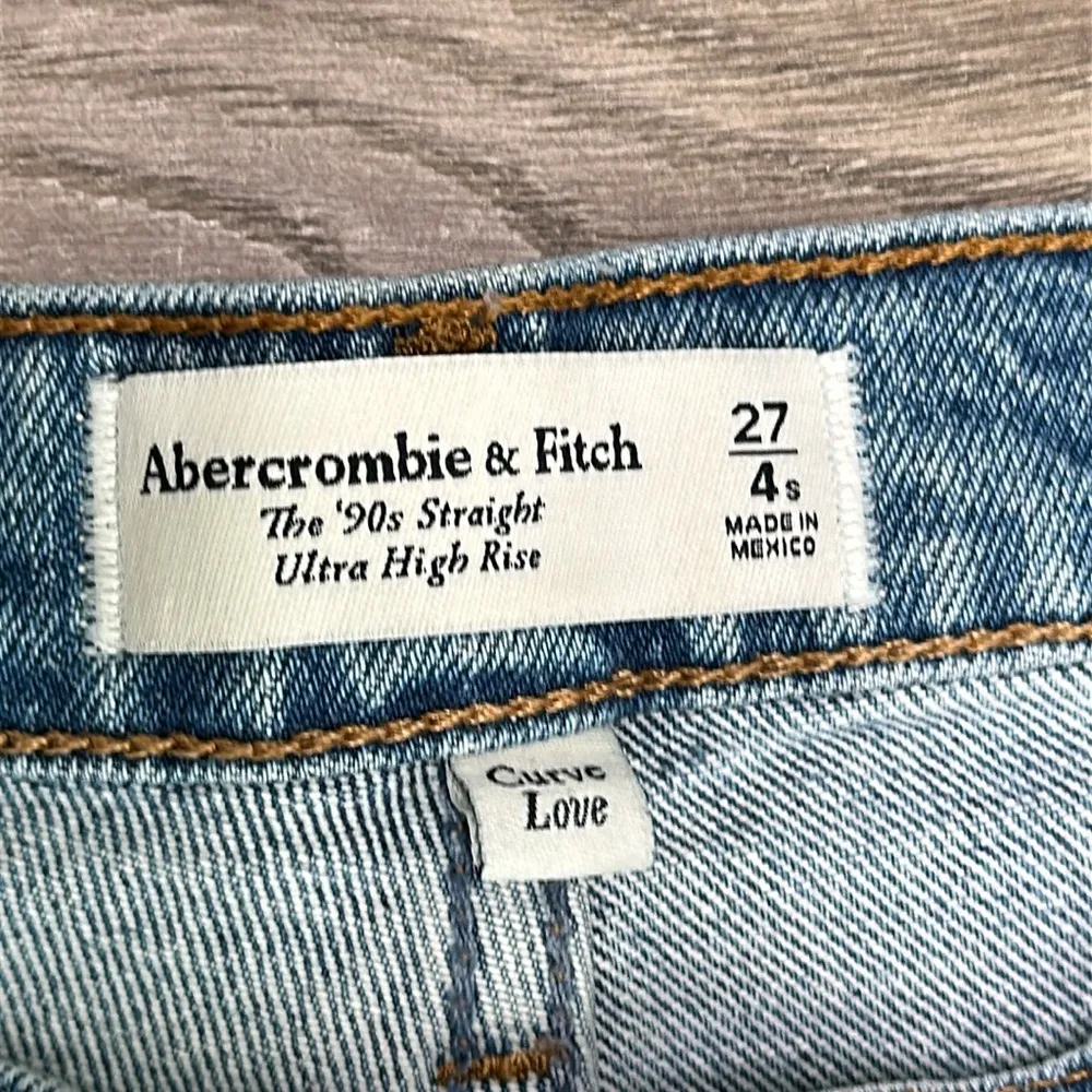 Abercrombie & Fitch 90’s Straight Ultra High Rise Curve Love Blue Jeans Size 27 - Image 12