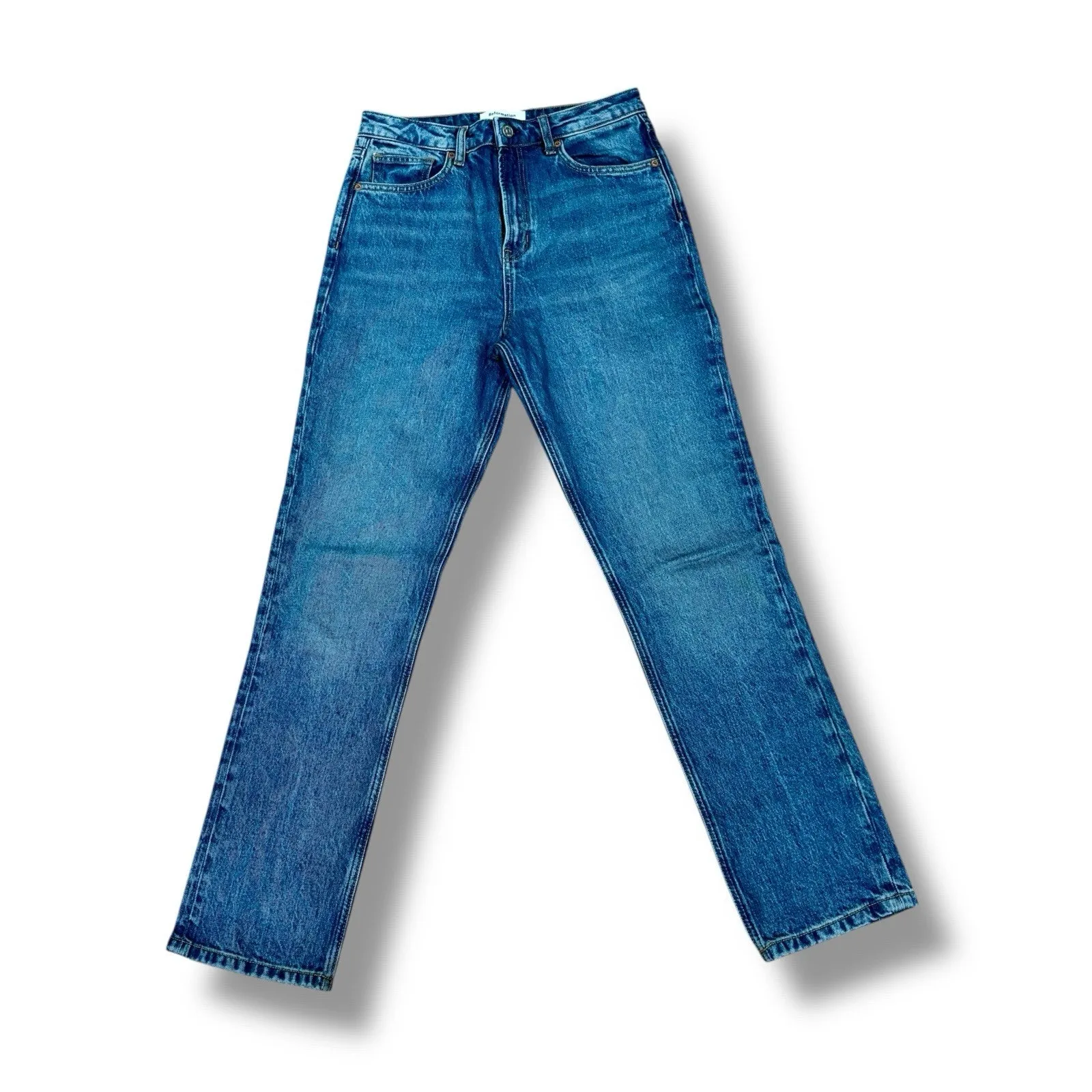 Reformation Size 28 Liza Blue Organic Denim Ultra High Rise Straight Jeans - Image 2