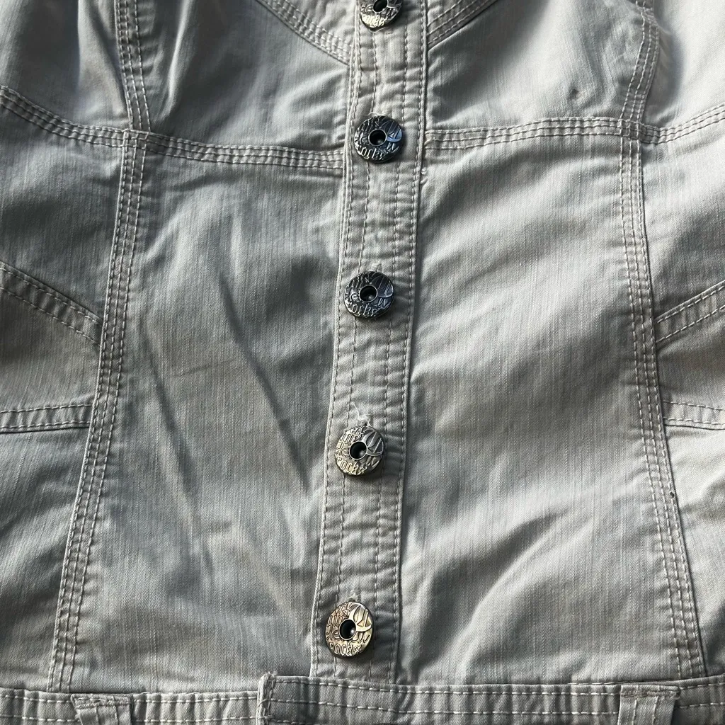 Zara Trf  90s inspired overall mini dress size M oatmeal white - Image 5