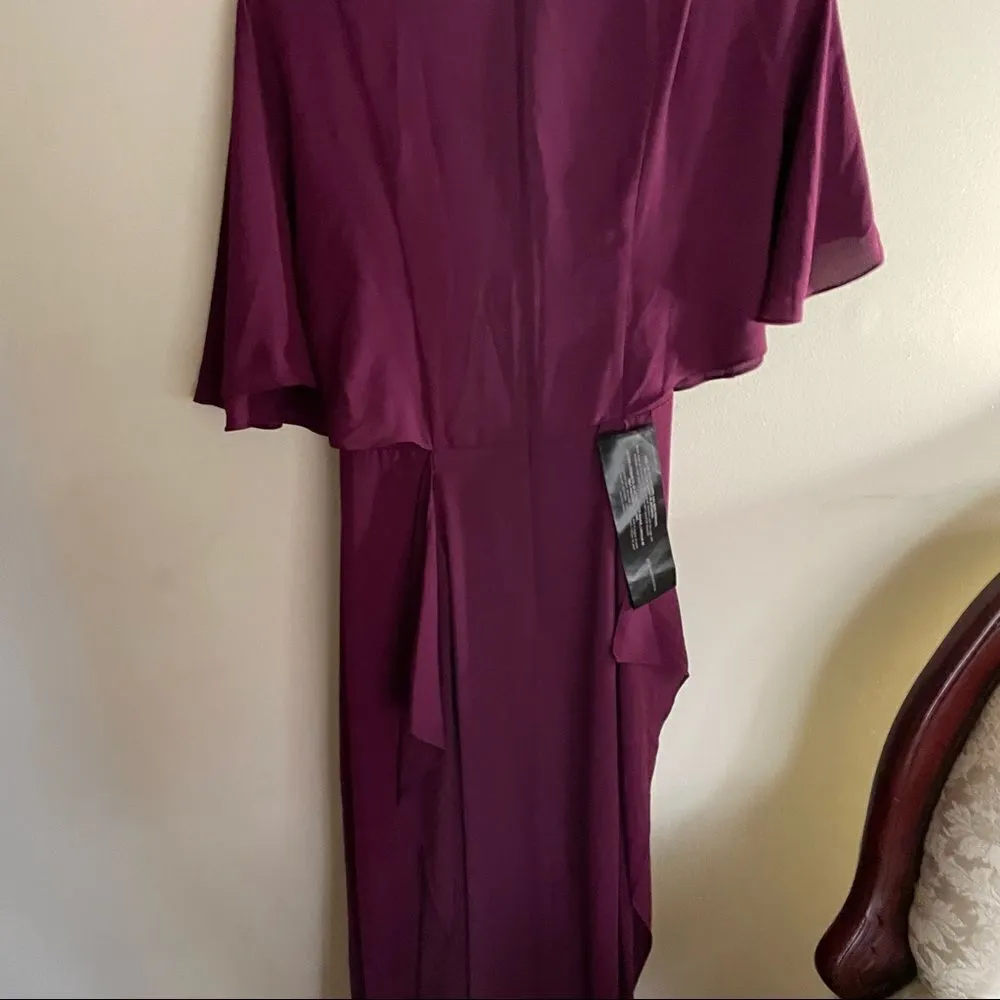 NWT BCBGMaxAzria Cape Sleeve Maxi Dress Grape Royal- Size 2 - Image 6