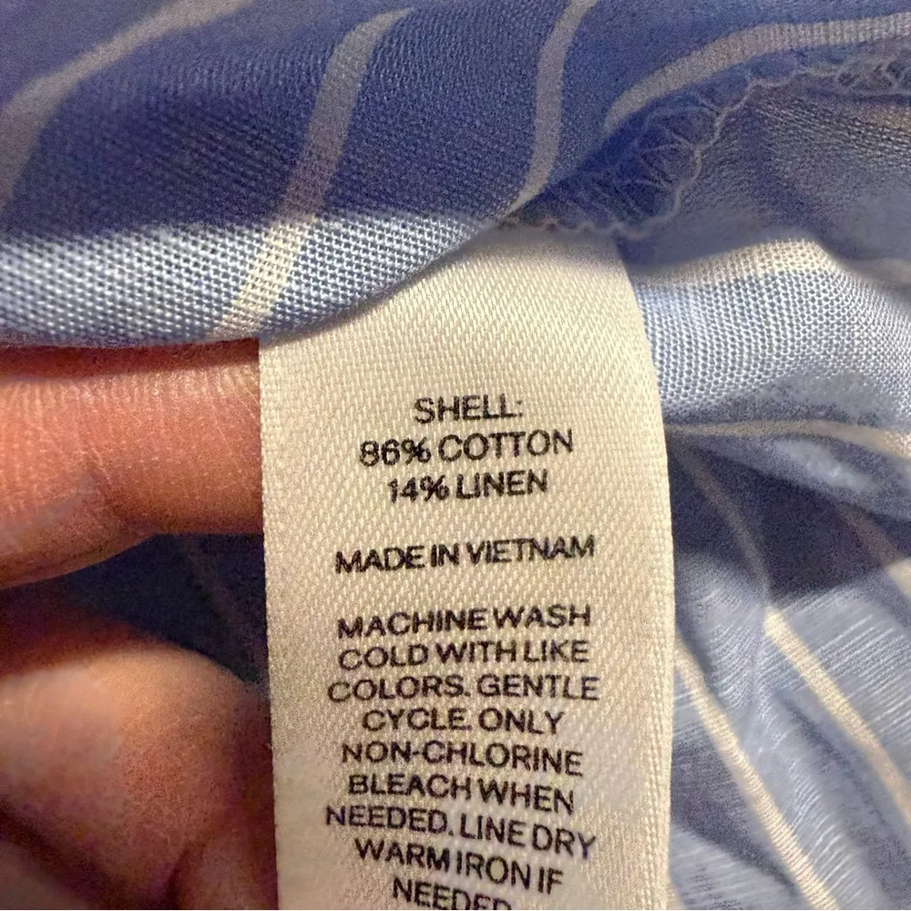 Express Blue & White Striped Off-Shoulder Women's Blouse Linen & Cotton XSmall - Image 3