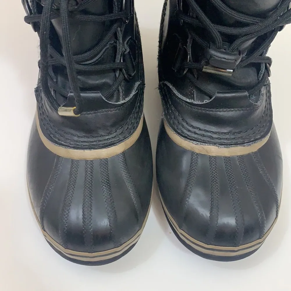Sorel Waterproof Winter Black/Tan Lace-up Rubber Faux Fur Boots - Image 3